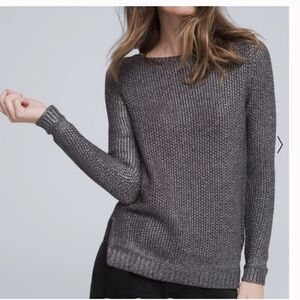 White House Black Market Silver Charcoal Sweater